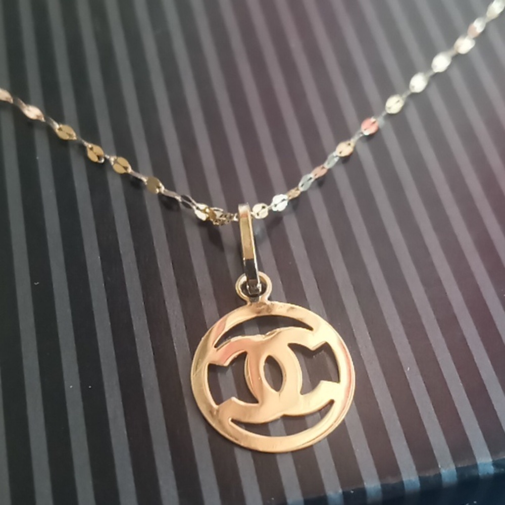 Gold-Tone Interlocking CC Pendant Necklace - Women Jewelry